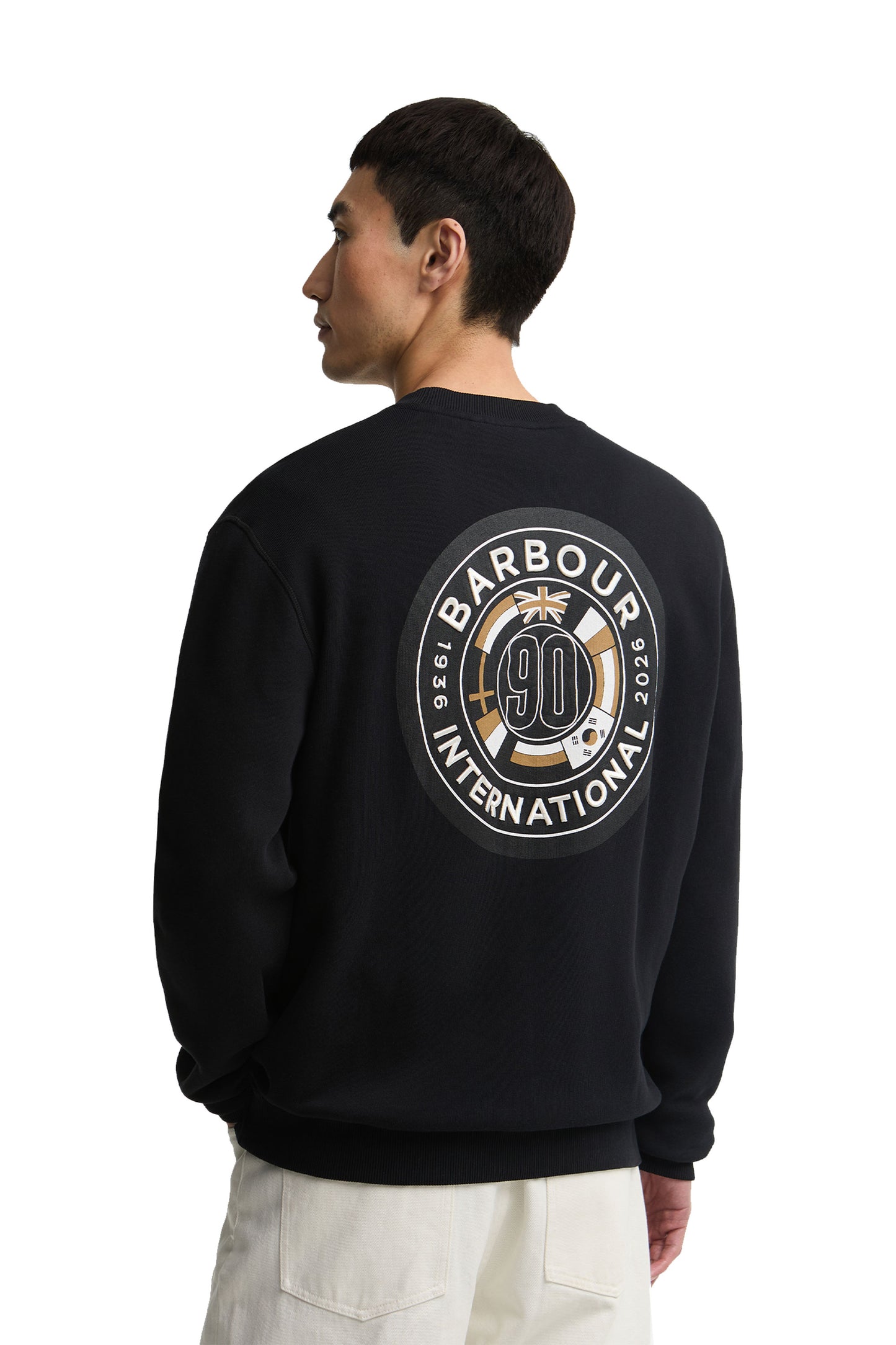 BARBOUR INTERNATIONAL 90TH ANNIVERSARY SWEATSHIRT BLACK Barbour International Michael Stewart Menswear  Sweatshirts
