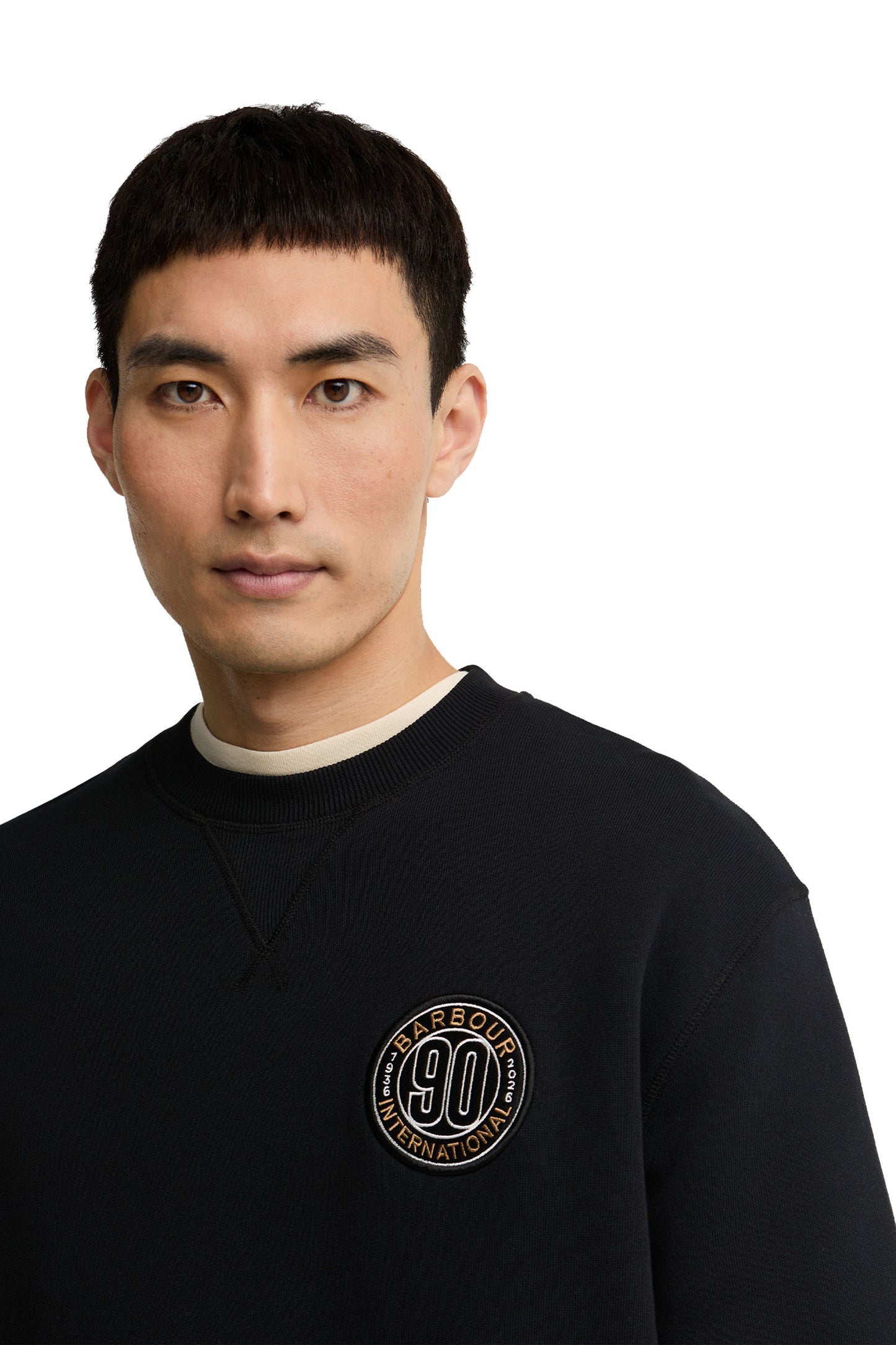 BARBOUR INTERNATIONAL 90TH ANNIVERSARY SWEATSHIRT BLACK Barbour International Michael Stewart Menswear  Sweatshirts