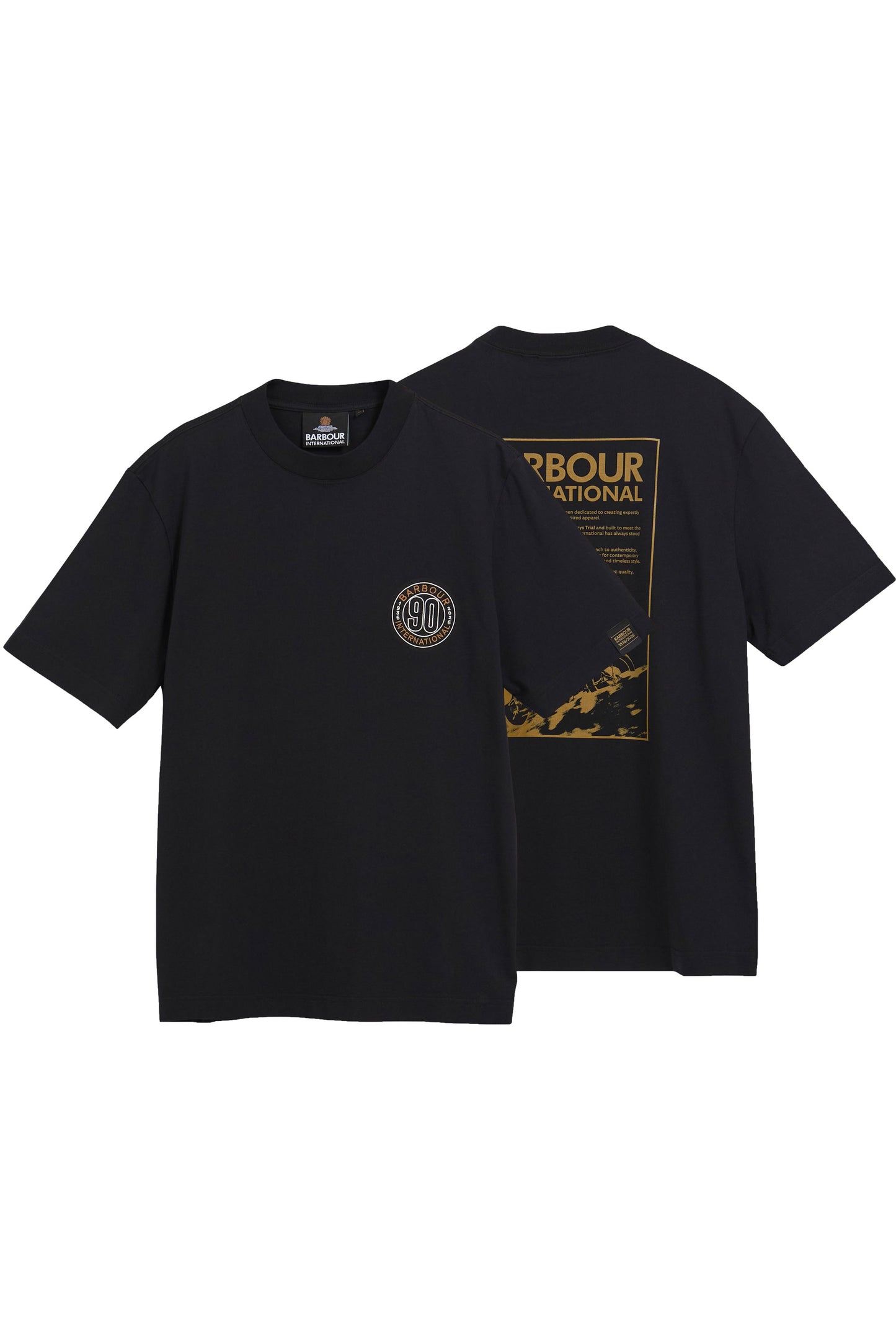 BARBOUR INTERNATIONAL 90TH ANNIVERSARY T-SHIRT BLACK Barbour International Michael Stewart Menswear  T-Shirts
