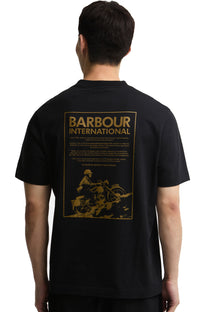 BARBOUR INTERNATIONAL 90TH ANNIVERSARY T-SHIRT BLACK Barbour International Michael Stewart Menswear  T-Shirts