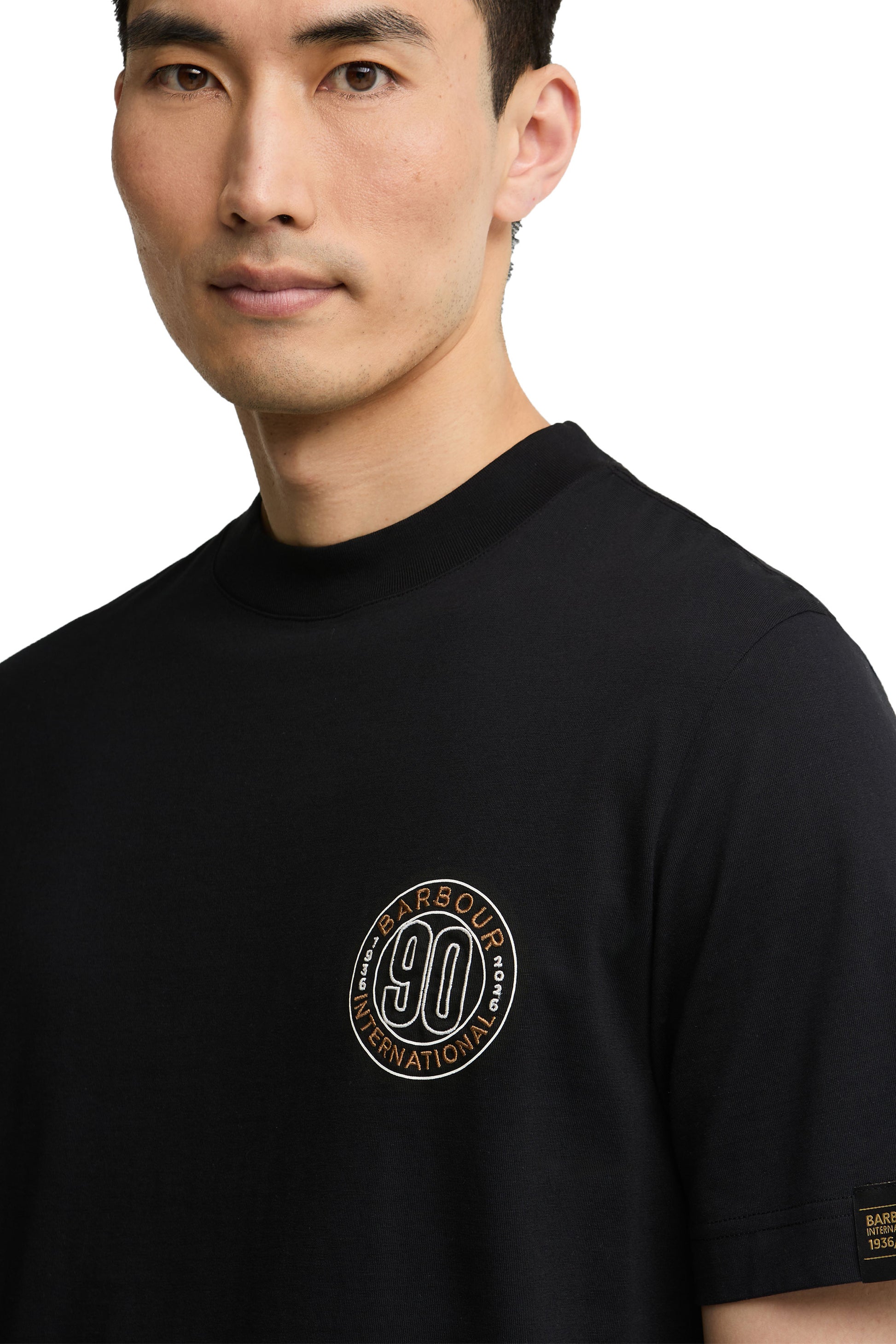 BARBOUR INTERNATIONAL 90TH ANNIVERSARY T-SHIRT BLACK Barbour International Michael Stewart Menswear  T-Shirts