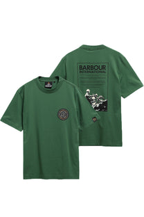 BARBOUR INTERNATIONAL 90TH ANNIVERSARY T SHIRT RACING GREEN Barbour International Michael Stewart Menswear  T-Shirts