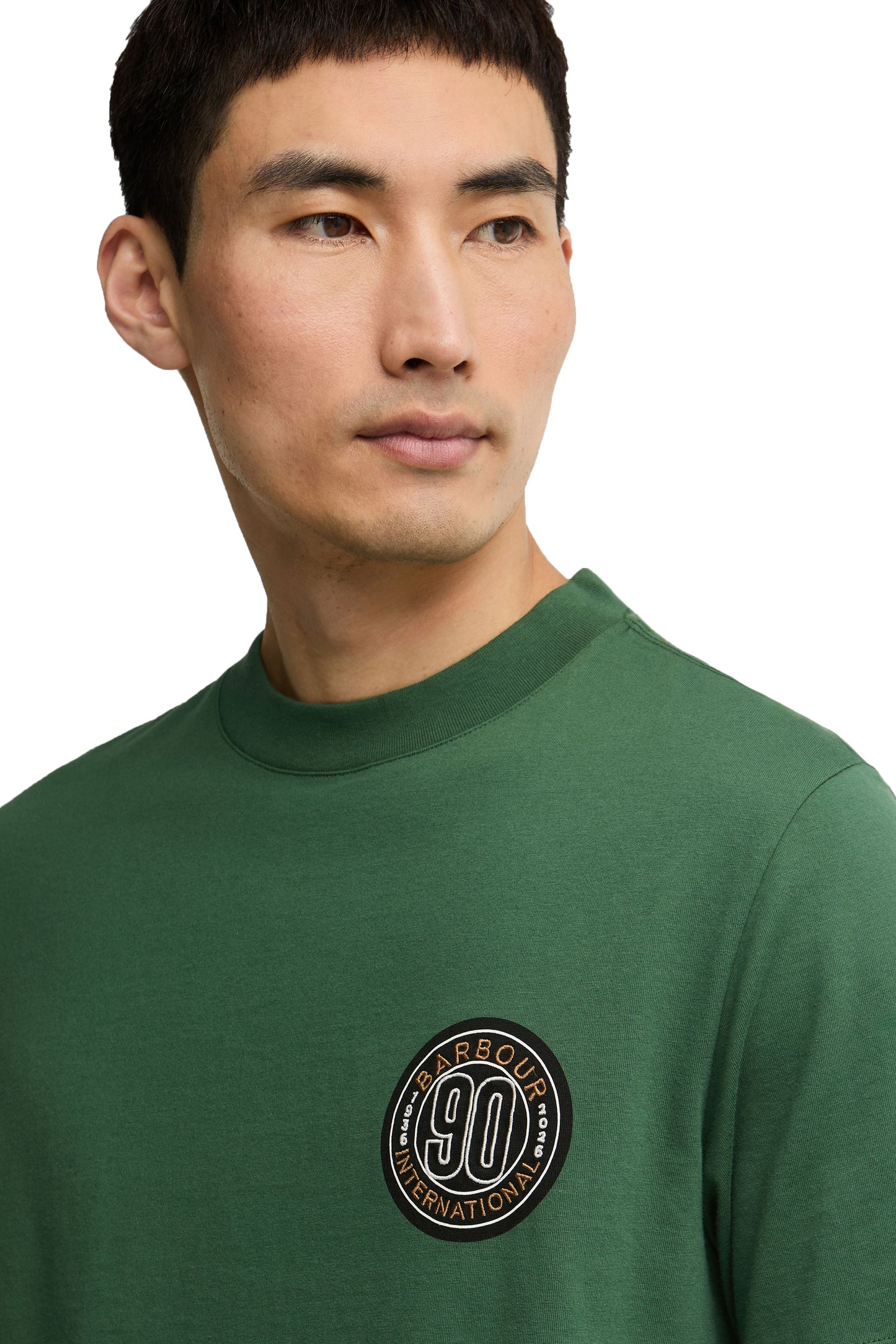 BARBOUR INTERNATIONAL 90TH ANNIVERSARY T SHIRT RACING GREEN Barbour International Michael Stewart Menswear  T-Shirts