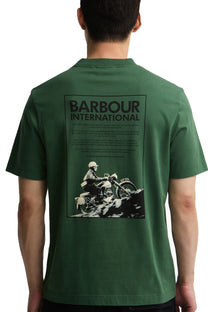 BARBOUR INTERNATIONAL 90TH ANNIVERSARY T SHIRT RACING GREEN Barbour International Michael Stewart Menswear  T-Shirts