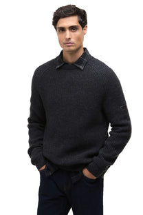 BARBOUR INTERNATIONAL CHESTER CREW KNITTED JUMPER CHARCOAL Barbour International
