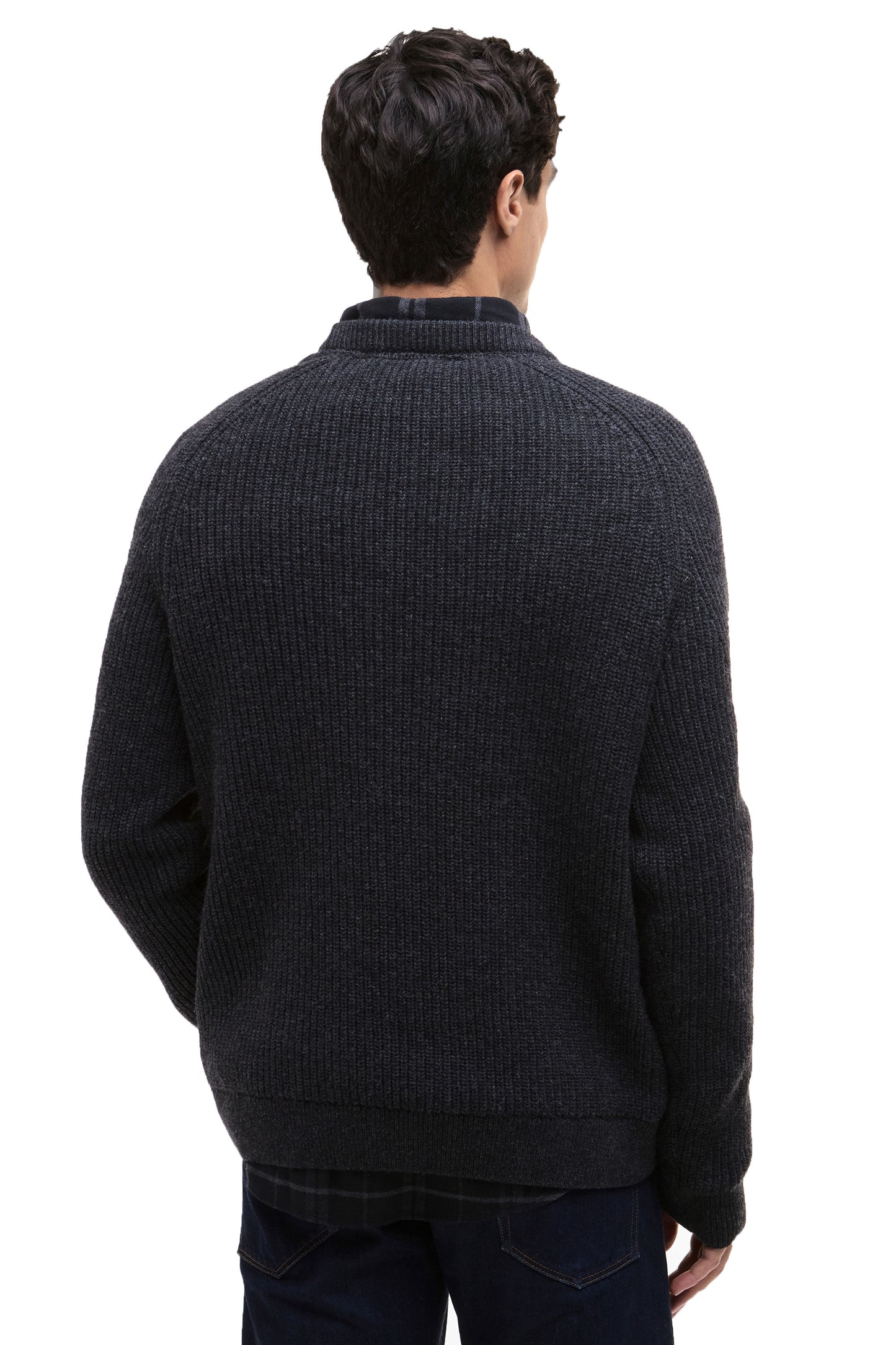 BARBOUR INTERNATIONAL CHESTER CREW KNITTED JUMPER CHARCOAL