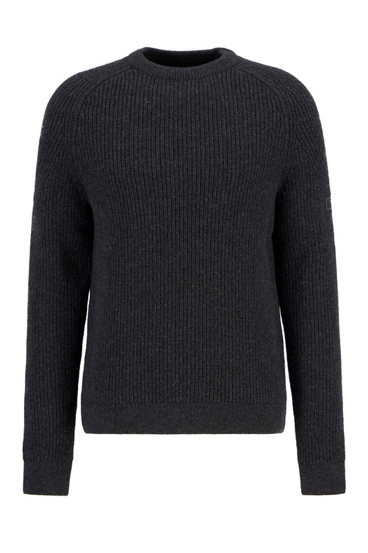 BARBOUR INTERNATIONAL CHESTER CREW KNITTED JUMPER CHARCOAL