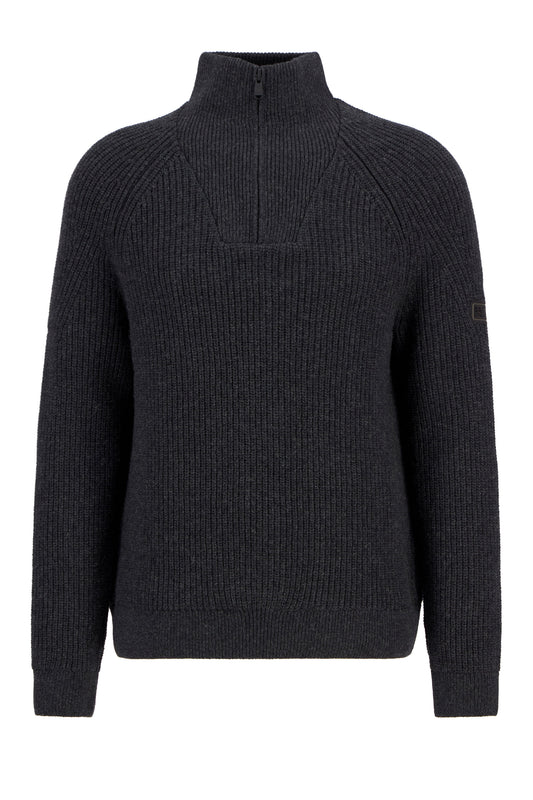 BARBOUR INTERNATIONAL CHESTER FUNNEL KNITTED JUMPER CHARCOAL