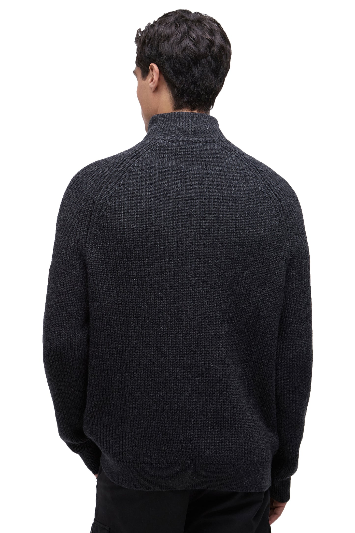 BARBOUR INTERNATIONAL CHESTER FUNNEL KNITTED JUMPER CHARCOAL