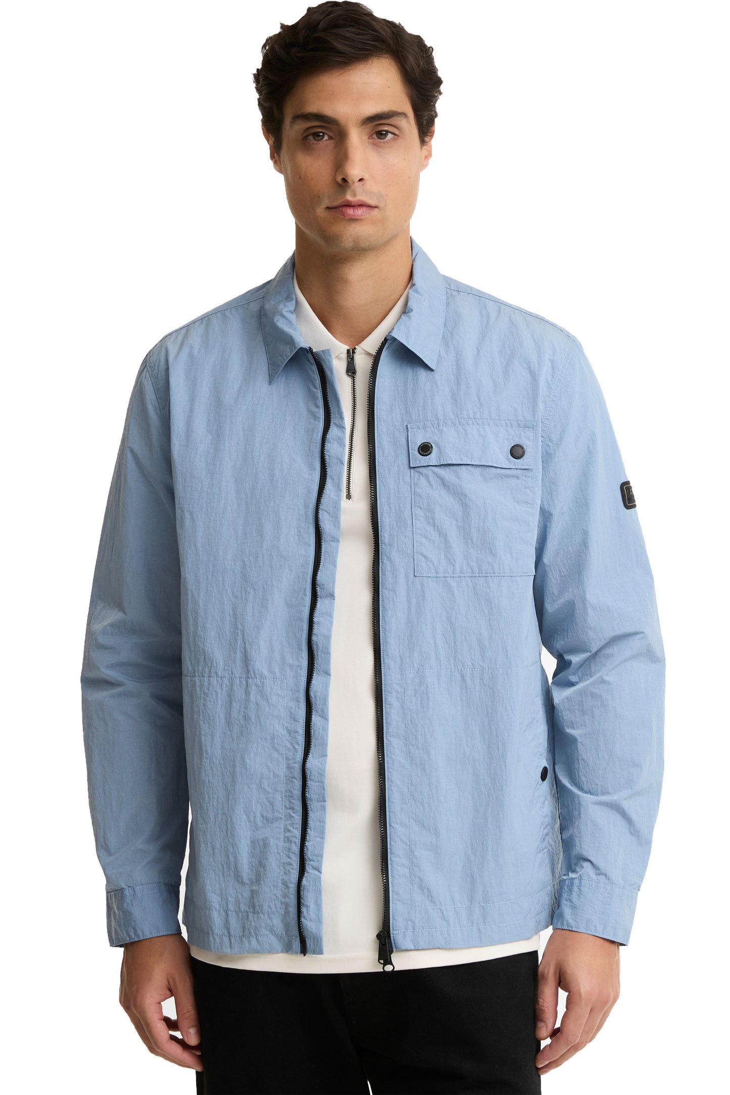 BARBOUR INTERNATIONAL INLINE OVERSHIRT POWDER BLUE Barbour International Michael Stewart Menswear  Shirts