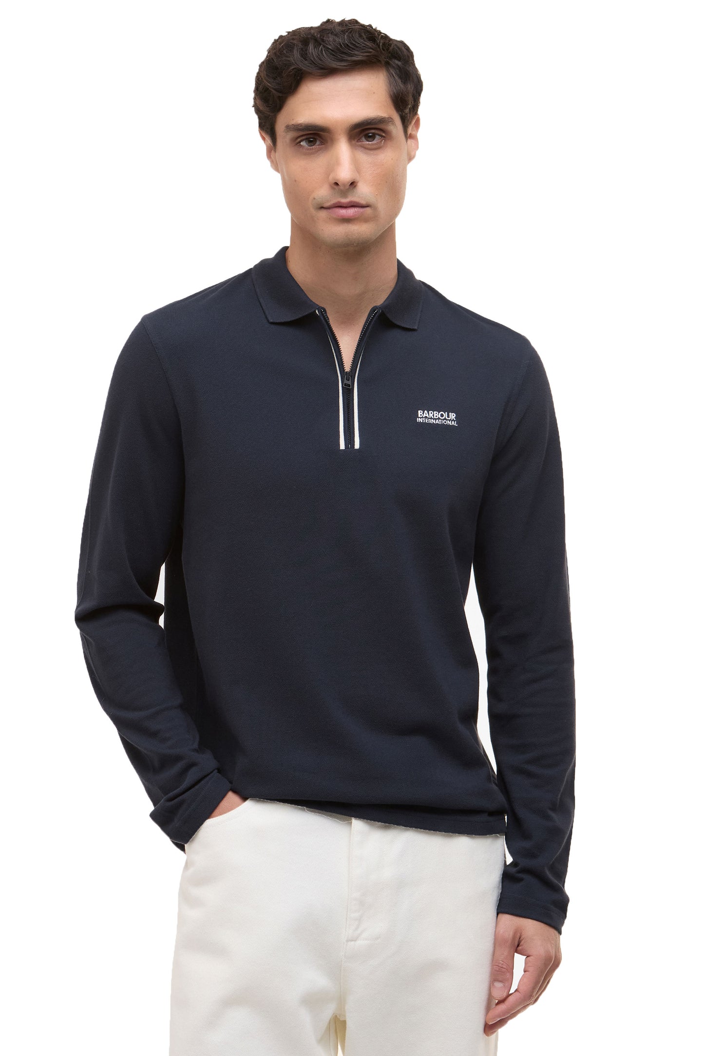 BARBOUR INTERNATIONAL MARSHALL LONG SLEEVE POLO NAVY