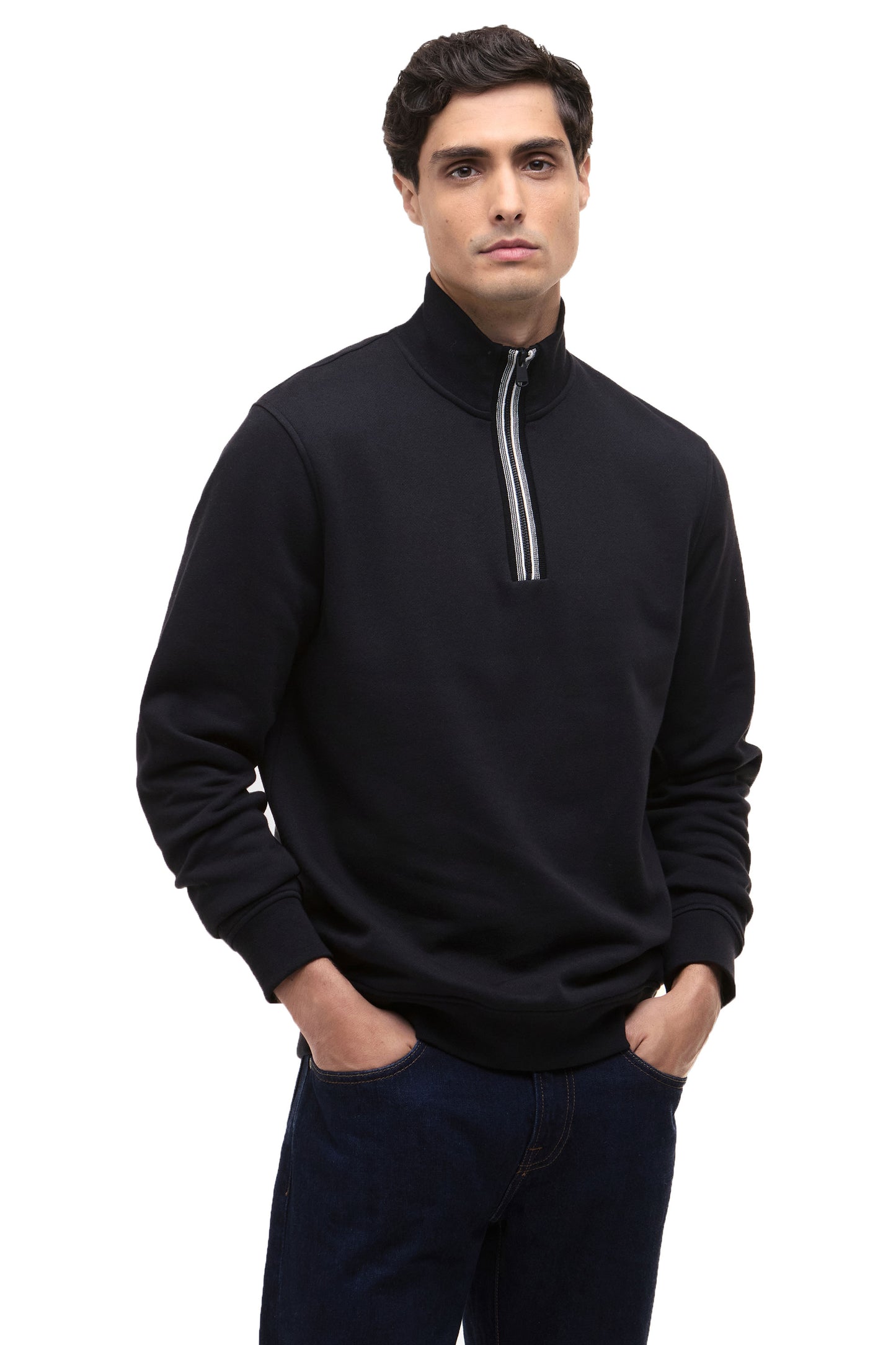 BARBOUR INTERNATIONAL RUFFORTH HALF ZIP BLACK