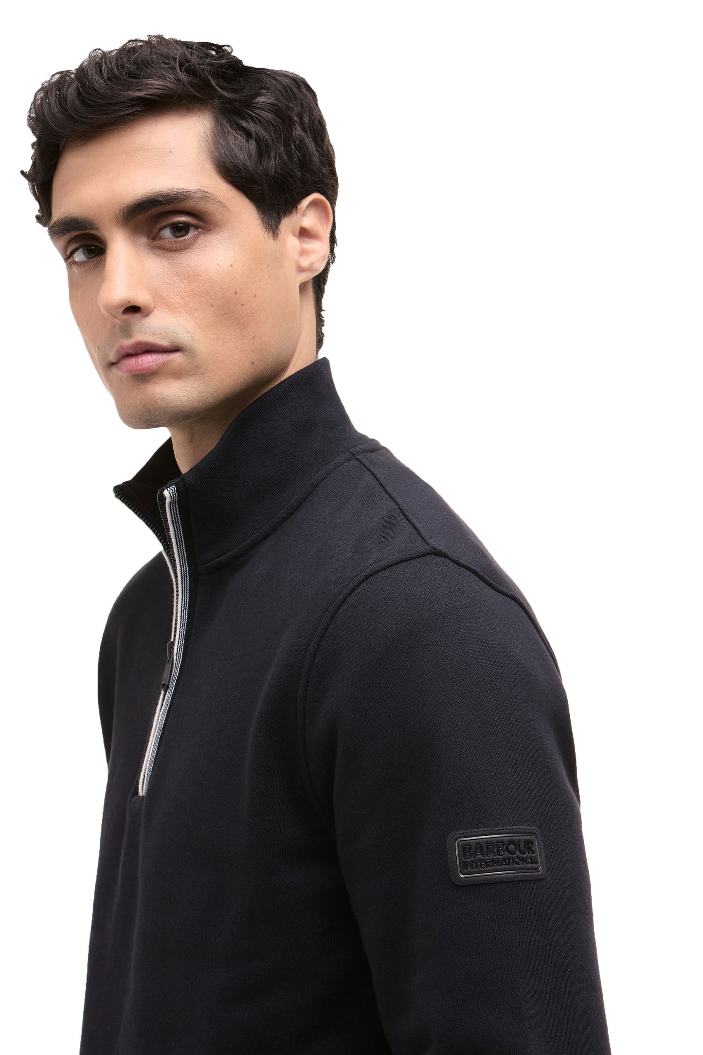 BARBOUR INTERNATIONAL RUFFORTH HALF ZIP BLACK