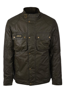 BARBOUR INTERNATIONAL WINTER MERTON WAX JACKET OLIVE Barbour International Michael Stewart Menswear  Jackets