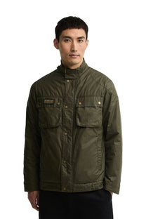 BARBOUR INTERNATIONAL WINTER MERTON WAX JACKET OLIVE Barbour International Michael Stewart Menswear  Jackets