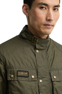 BARBOUR INTERNATIONAL WINTER MERTON WAX JACKET OLIVE Barbour International Michael Stewart Menswear  Jackets