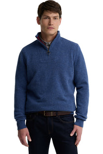 BARBOUR NELSON ESSENTIAL ESSENTIAL HALF ZIP KNITWEAR DEEP BLUE Barbour Michael Stewart Menswear  Knitwear