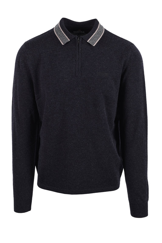 BARBOUR NEWPORT LONG SLEEVE POLO BLACK Barbour International Michael Stewart Menswear  Polo Shirts
