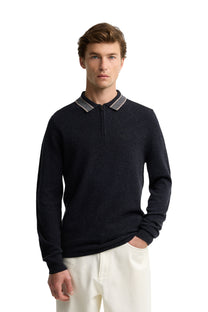 BARBOUR NEWPORT LONG SLEEVE POLO BLACK Barbour International Michael Stewart Menswear  Polo Shirts