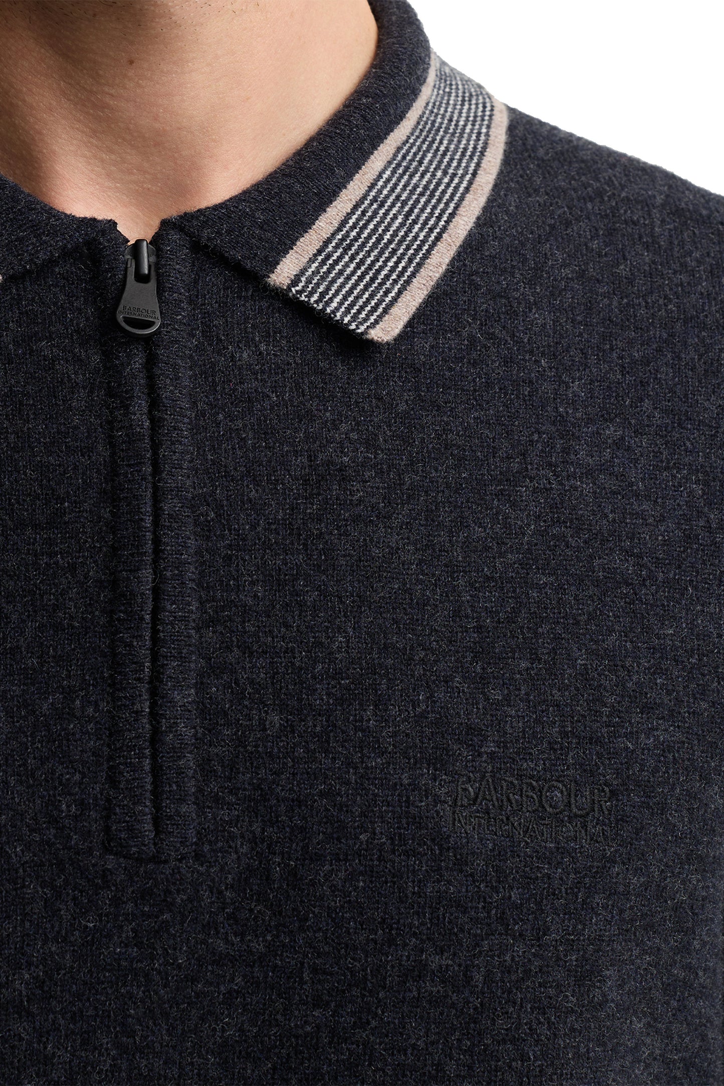 BARBOUR NEWPORT LONG SLEEVE POLO BLACK Barbour International Michael Stewart Menswear  Polo Shirts