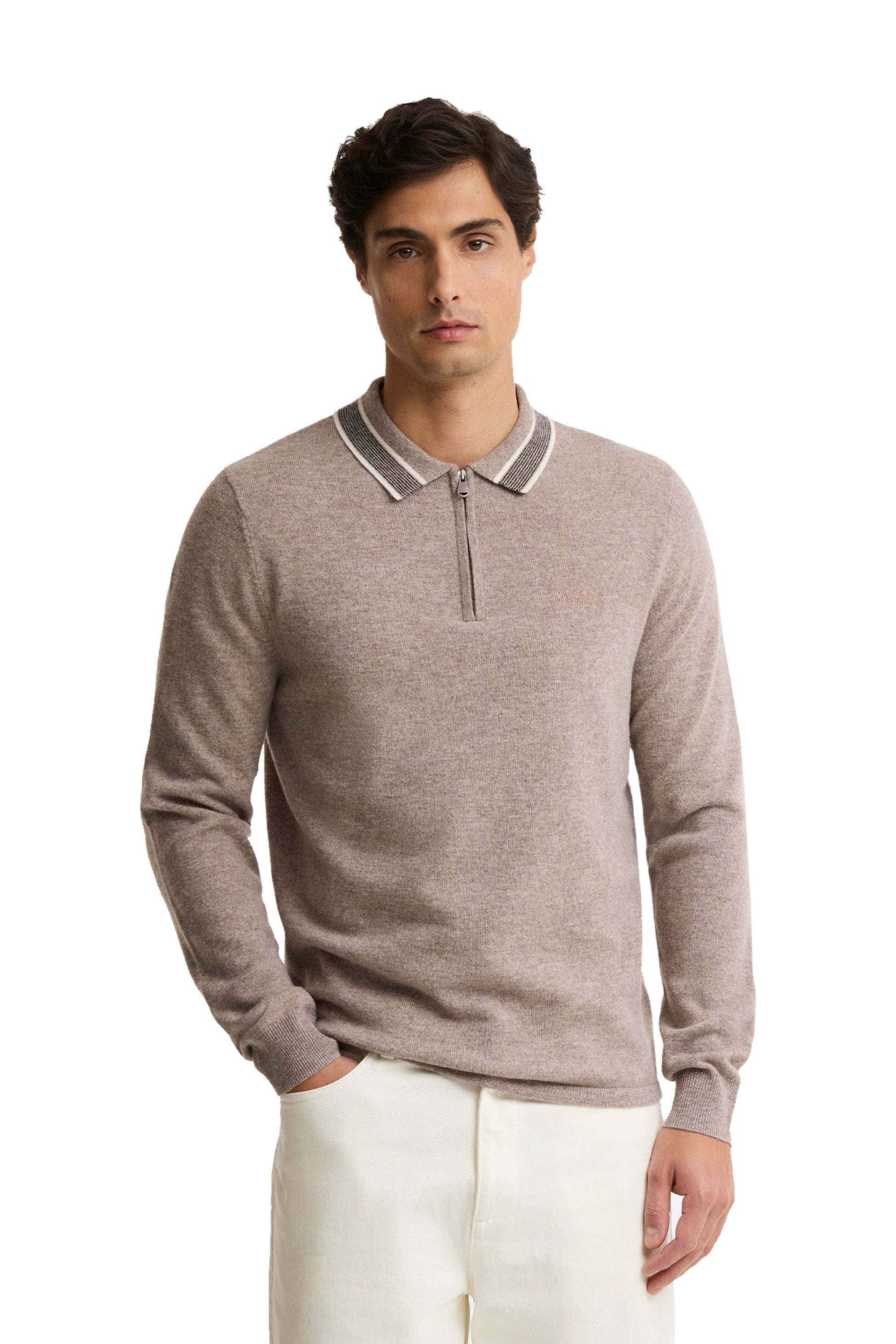 BARBOUR NEWPORT LONG SLEEVE POLO CONCRETE Barbour International Michael Stewart Menswear  Polo Shirts