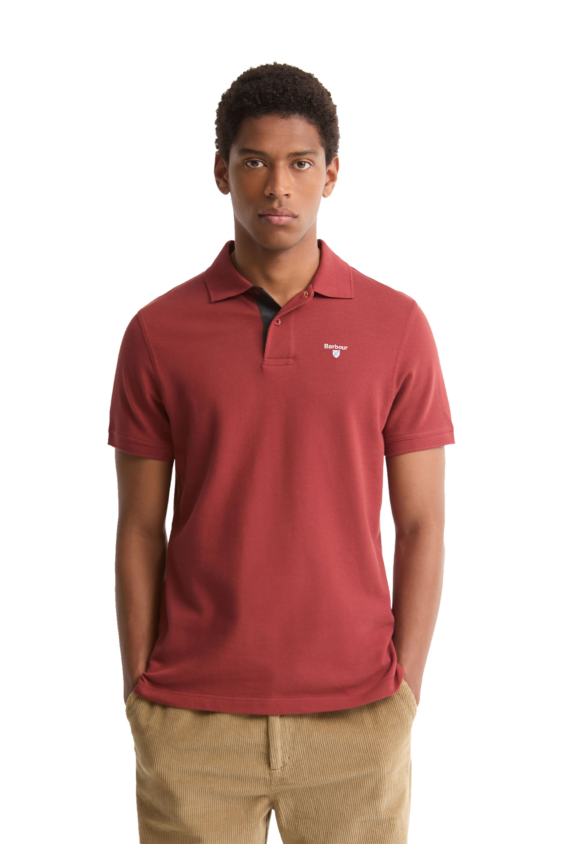 BARBOUR TARTAN PIQUE POLO RUSSET Barbour Michael Stewart Menswear  Polo Shirts