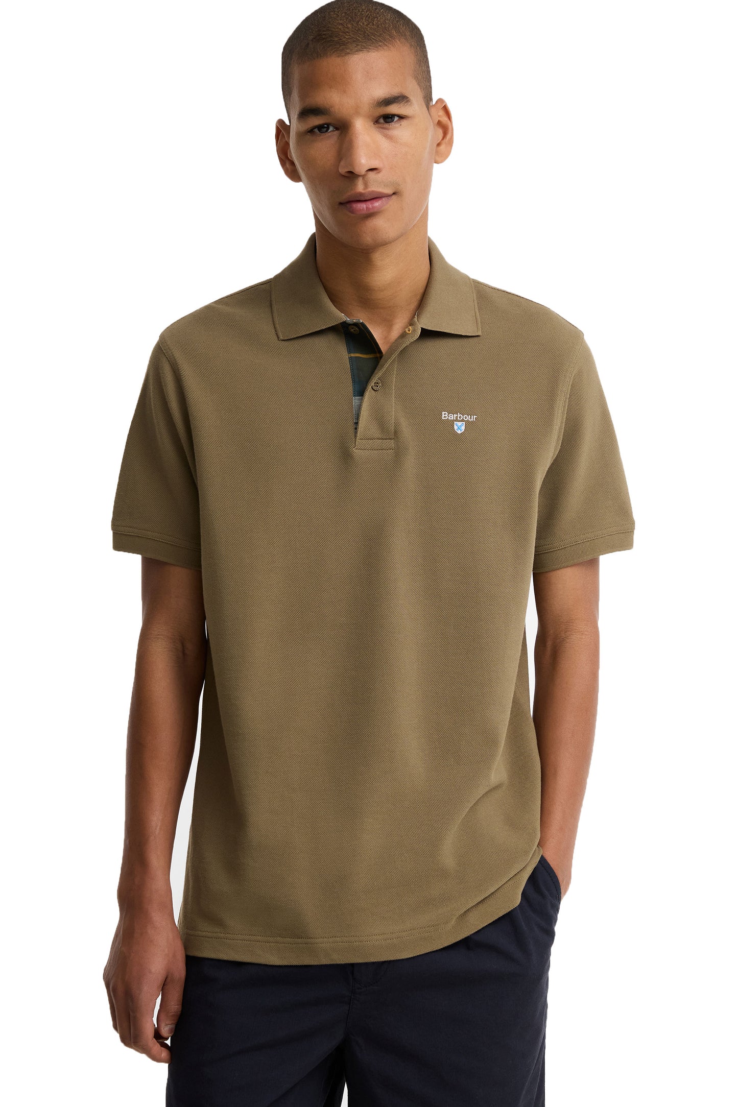 BARBOUR TARTAN PIQUE POLO SHIRT CLAY Barbour Michael Stewart Menswear  Polo Shirts