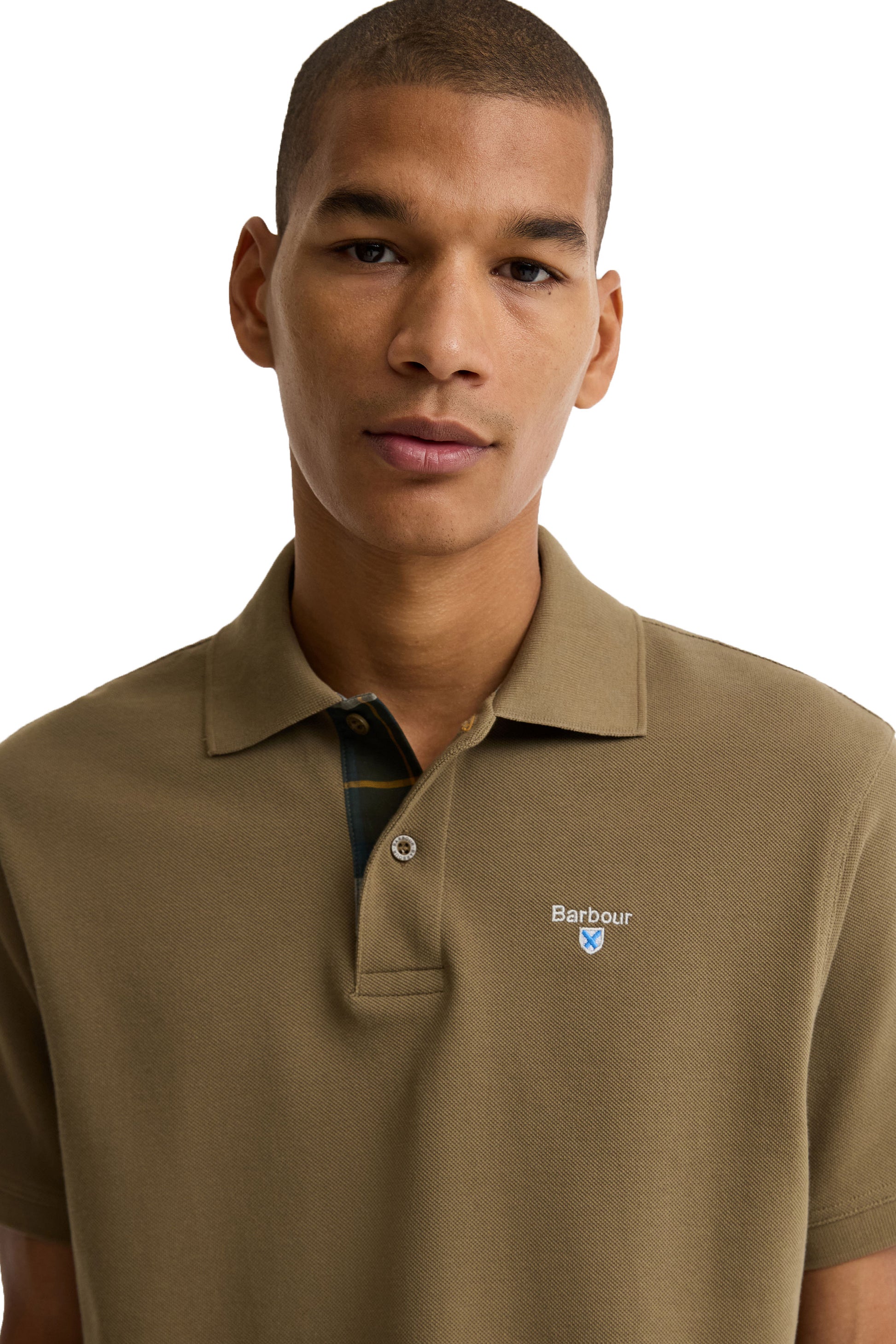 BARBOUR TARTAN PIQUE POLO SHIRT CLAY Barbour Michael Stewart Menswear  Polo Shirts