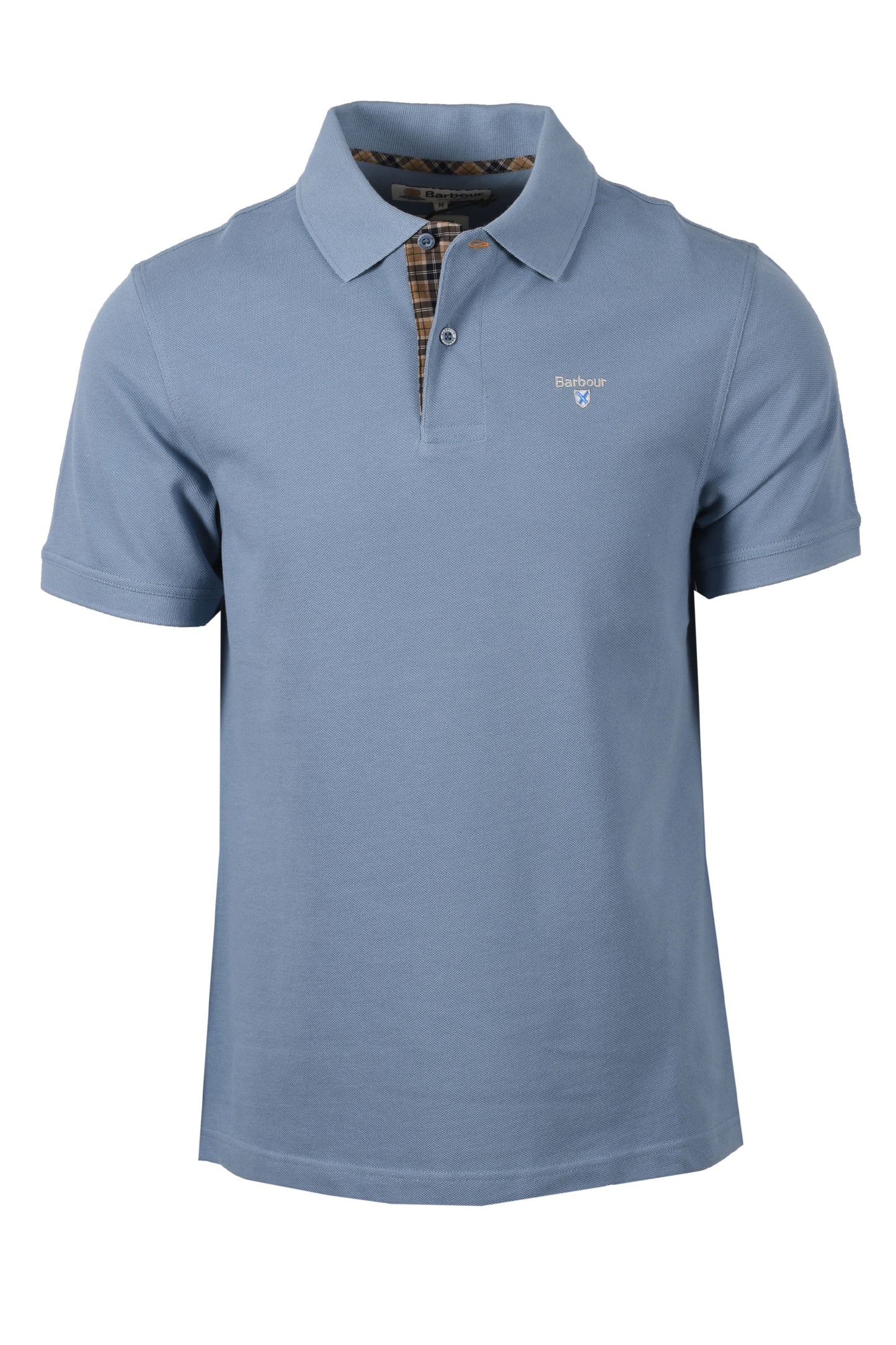 BARBOUR TARTAN PIQUE POLO TARN BLUE Barbour Michael Stewart Menswear  Polo Shirts
