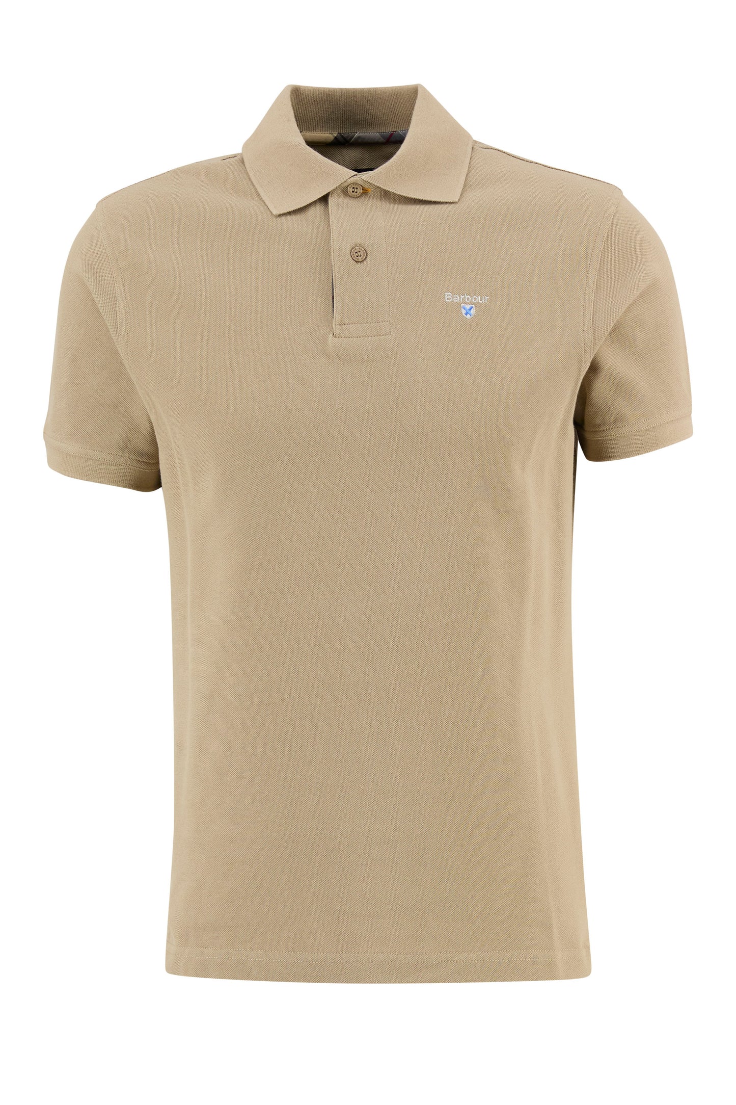 BARBOUR TARTAN PIQUE POLO SHIRT WASHED STONE