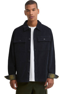 BARBOUR TARTAN TRIM CORDOUROY OVERSHIRT NAVY Barbour Michael Stewart Menswear  Overshirts