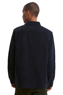 BARBOUR TARTAN TRIM CORDOUROY OVERSHIRT NAVY Barbour Michael Stewart Menswear  Overshirts