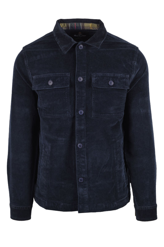 BARBOUR TARTAN TRIM CORDOUROY OVERSHIRT NAVY Barbour Michael Stewart Menswear  Overshirts