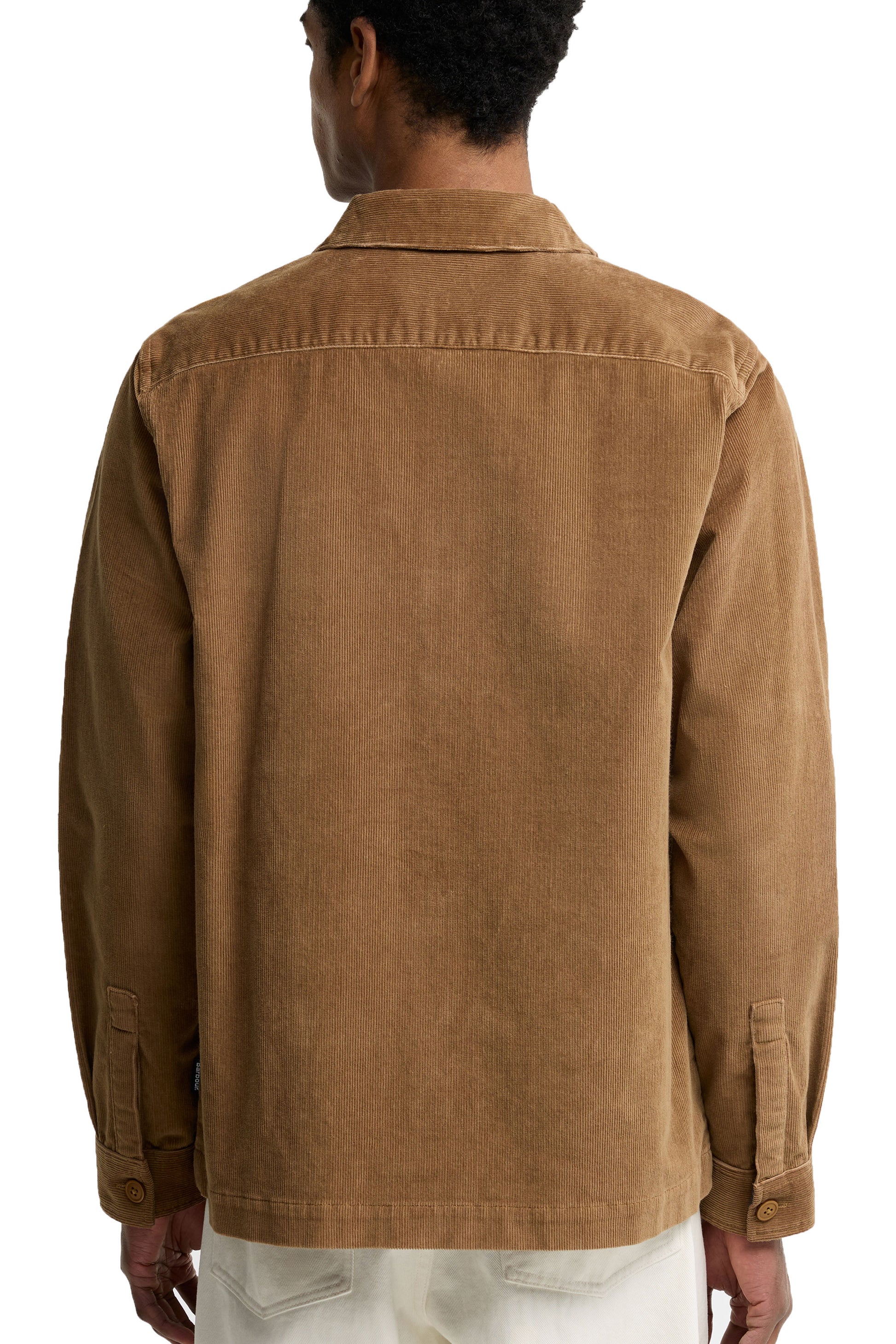BARBOUR TARTAN TRIM CORDOUROY OVERSHIRT SANDSTONE Barbour Michael Stewart Menswear  Overshirts