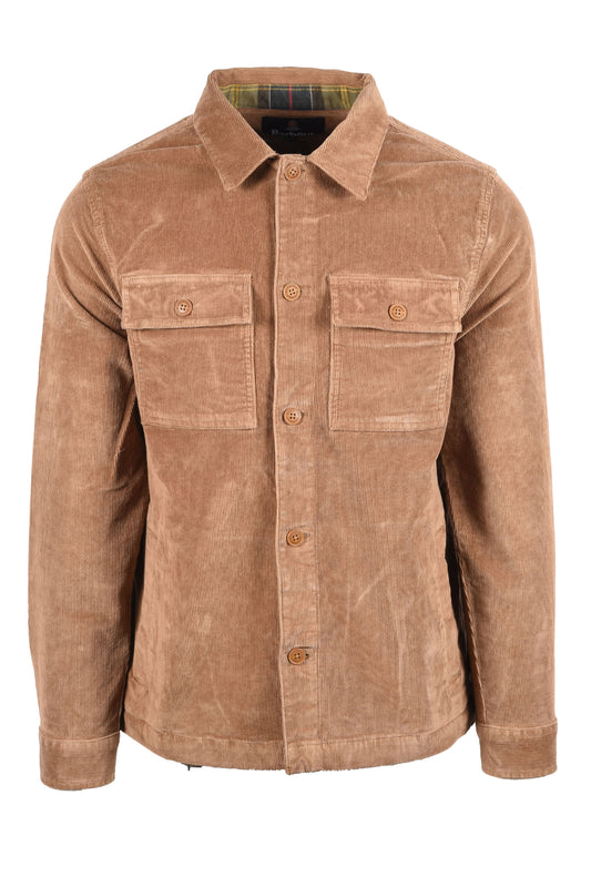 BARBOUR TARTAN TRIM CORDOUROY OVERSHIRT SANDSTONE Barbour Michael Stewart Menswear  Overshirts