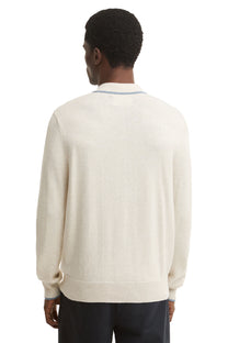 BARBOUR TAUNTON KNITTED LONG SLEEVE POLO WHISPER WHITE Barbour Michael Stewart Menswear  Knitwear