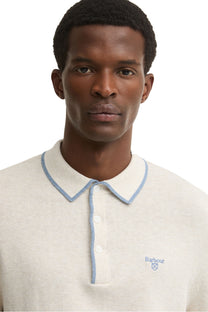 BARBOUR TAUNTON KNITTED LONG SLEEVE POLO WHISPER WHITE Barbour Michael Stewart Menswear  Knitwear