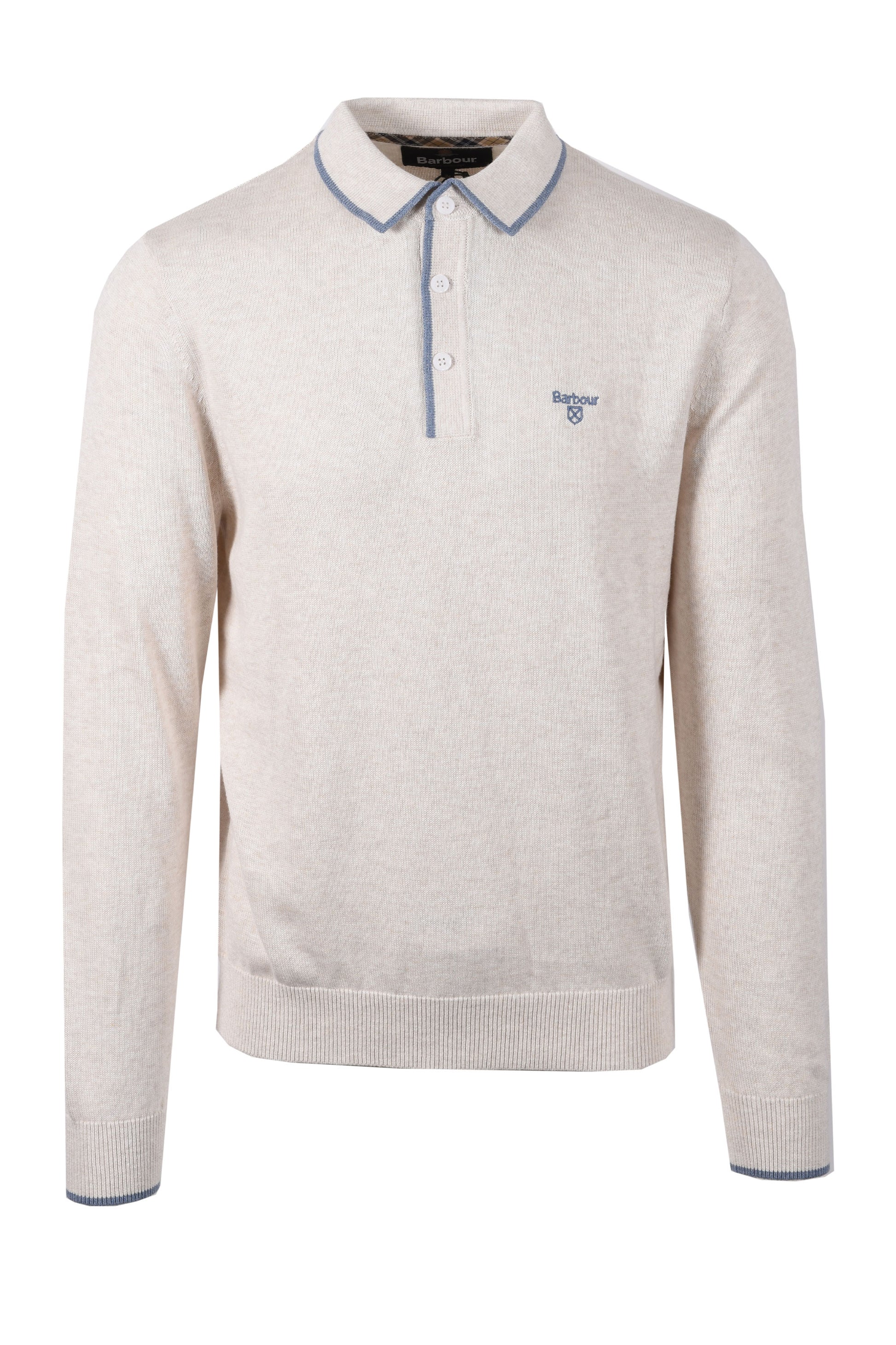 BARBOUR TAUNTON KNITTED LONG SLEEVE POLO WHISPER WHITE Barbour Michael Stewart Menswear  Knitwear