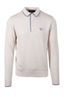 BARBOUR TAUNTON KNITTED LONG SLEEVE POLO WHISPER WHITE Barbour Michael Stewart Menswear  Knitwear