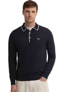 BARBOUR TAUNTON KNITTED POLO NAVY Barbour Michael Stewart Menswear  Knitwear
