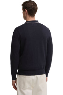 BARBOUR TAUNTON KNITTED POLO NAVY Barbour Michael Stewart Menswear  Knitwear