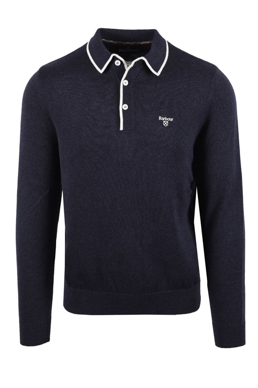 BARBOUR TAUNTON KNITTED POLO NAVY Barbour Michael Stewart Menswear  Knitwear