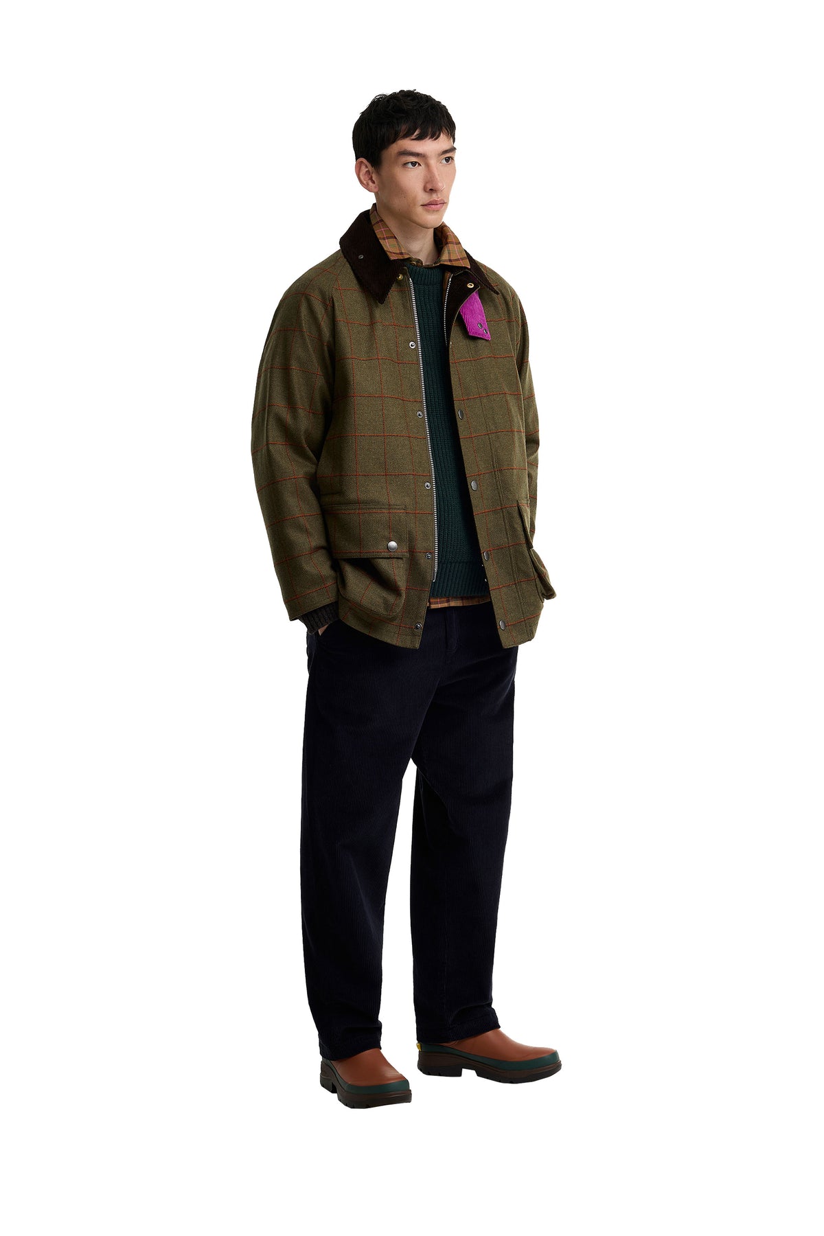 BARBOUR X PAUL SMITH WOOL BEAUFORT JACKET | OLIVE