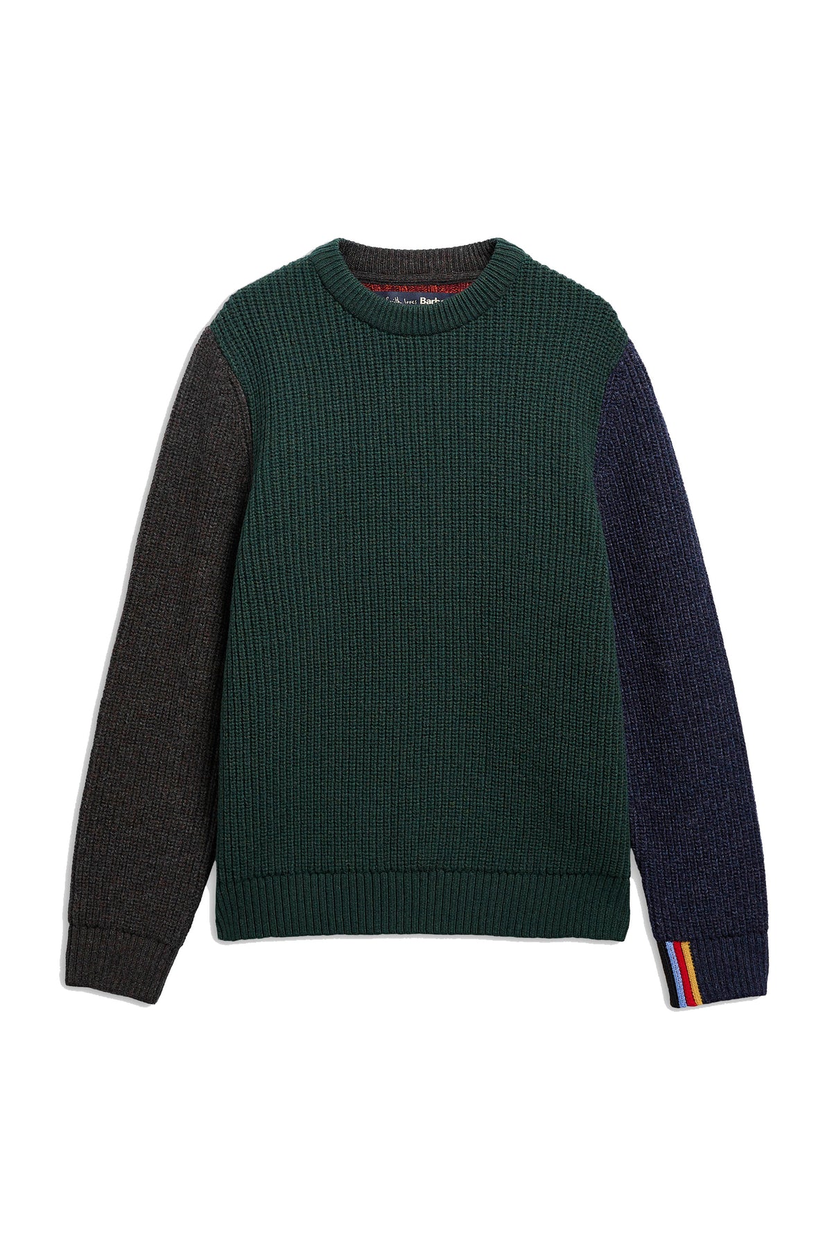 BARBOUR X PAUL SMITH CABLE TYNE JUMPER BOTTLE GREEN Barbour Michael Stewart Menswear  Knitwear