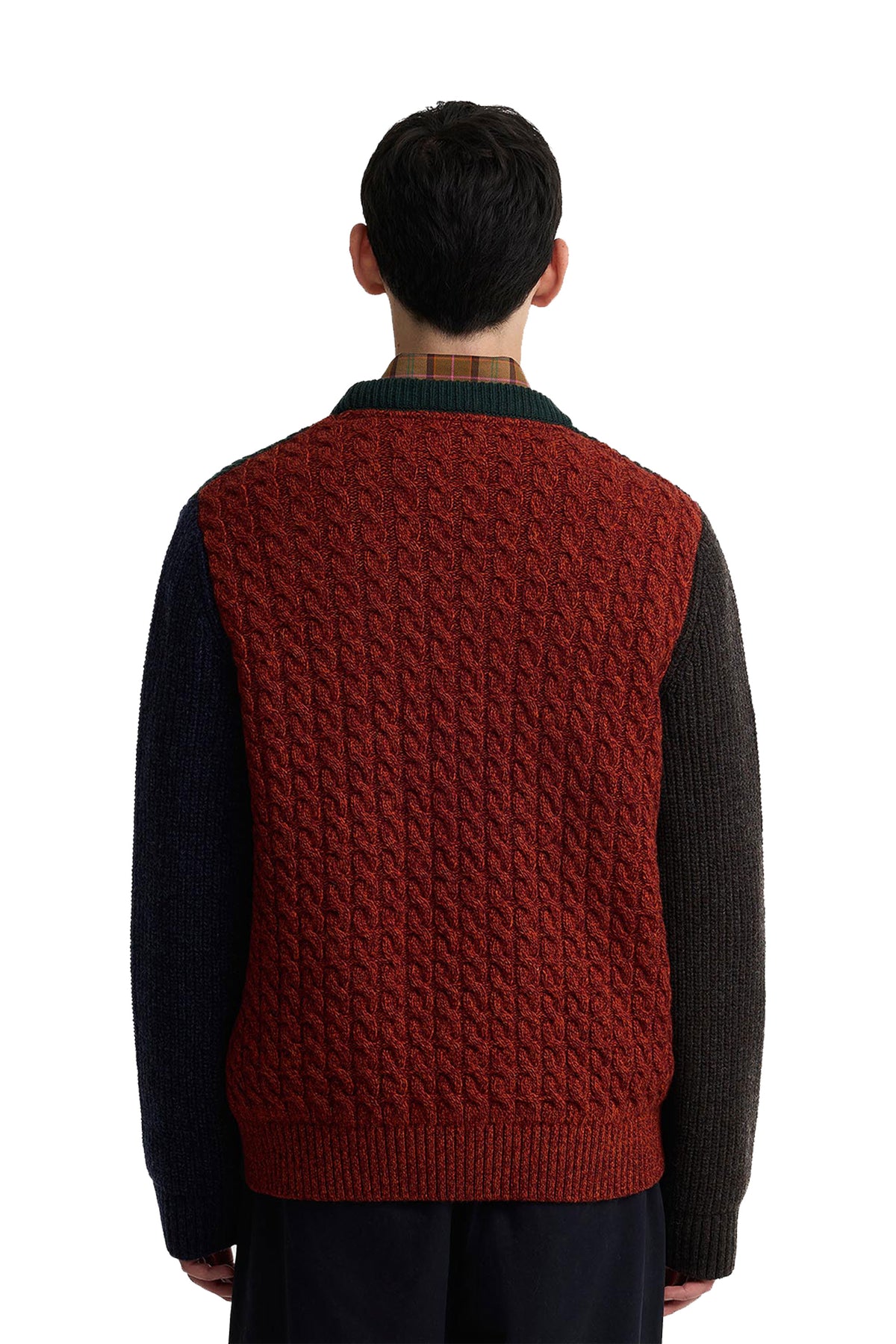 BARBOUR X PAUL SMITH CABLE TYNE JUMPER BOTTLE GREEN Barbour Michael Stewart Menswear  Knitwear