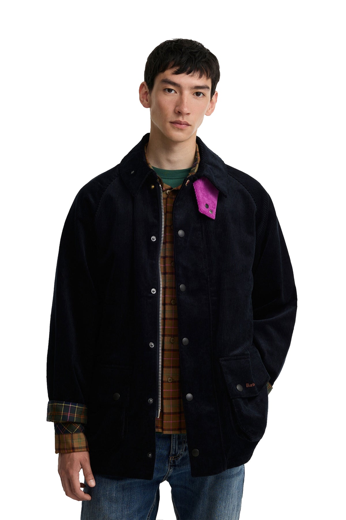 BARBOUR X PAUL SMITH CORD BEAUFORT JACKET DARK NAVY Barbour Michael Stewart Menswear  Jackets