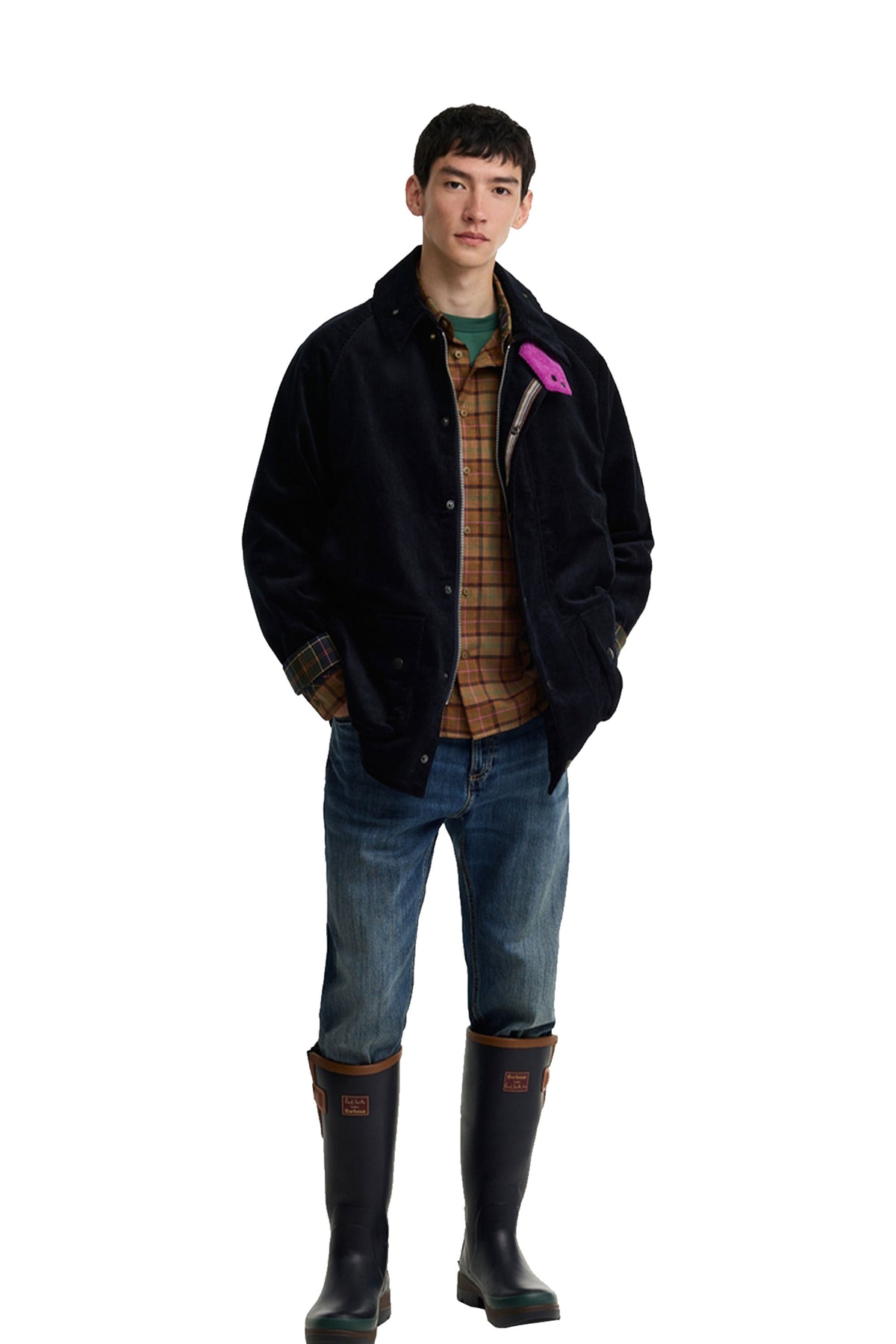 BARBOUR X PAUL SMITH CORD BEAUFORT JACKET DARK NAVY Barbour Michael Stewart Menswear  Jackets