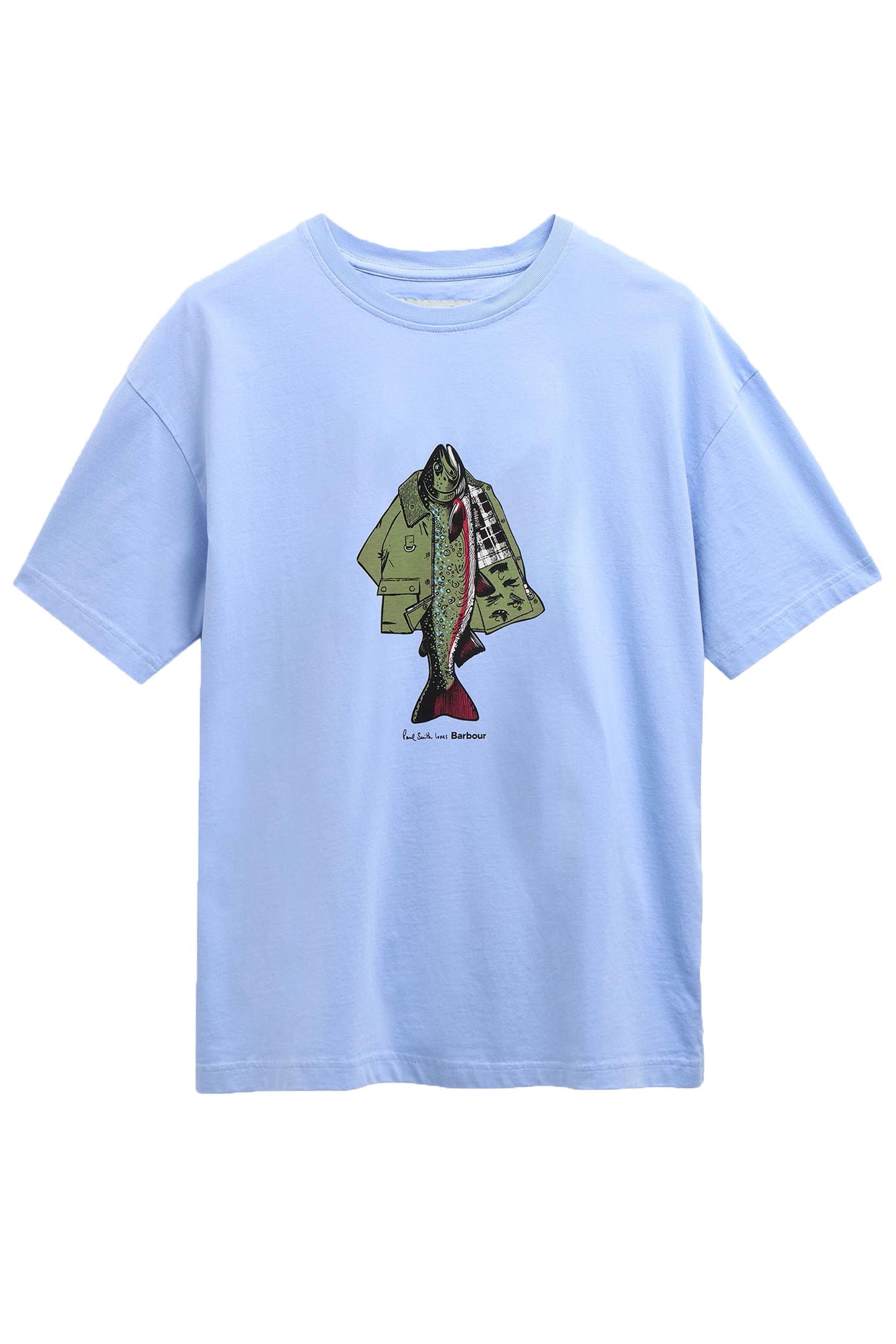 BARBOUR X PAUL SMITH FISHING JACKET T-SHIRT MID BLUE