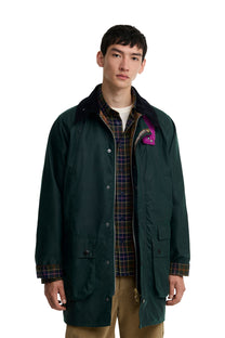 BARBOUR X PAUL SMITH GAMEFAIR WAX JACKET BOTTLE GREEN Barbour Michael Stewart Menswear  Jackets