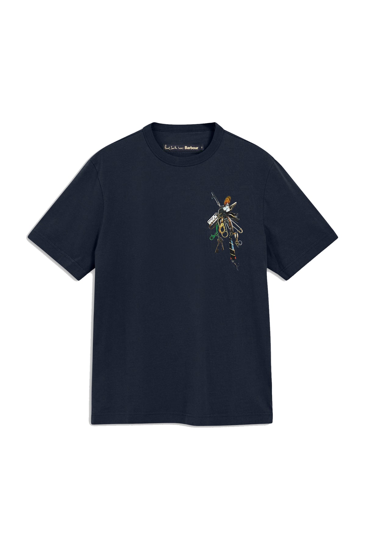 BARBOUR X PAUL SMITH KEY T-SHIRT NAVY Barbour Michael Stewart Menswear  T-Shirts